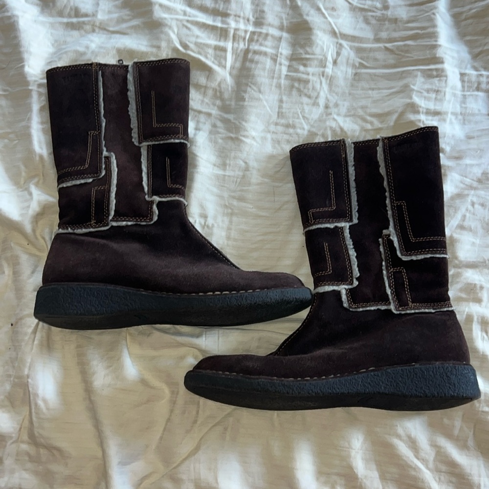 Eastland Chocolate and Cream Suede Leather Boots, Size 9.5M
